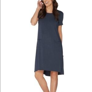 LOGO Lori Goldstein Sanded Modal Dress Hi-Low Hem